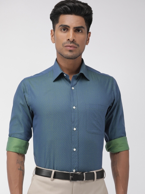 

Raymond Men Green Slim Fit Self Design Formal Shirt
