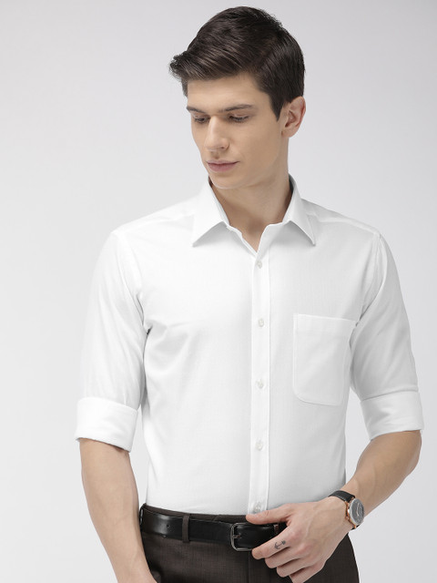 

Raymond Men White Slim Fit Self Design Formal Shirt
