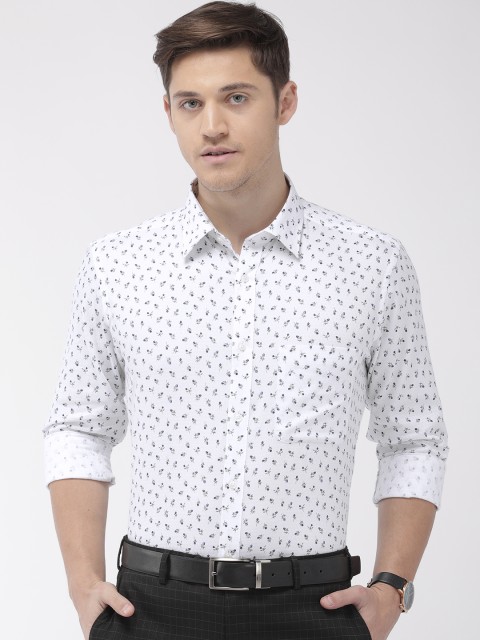 

Raymond Men White & Blue Slim Fit Printed Formal Shirt