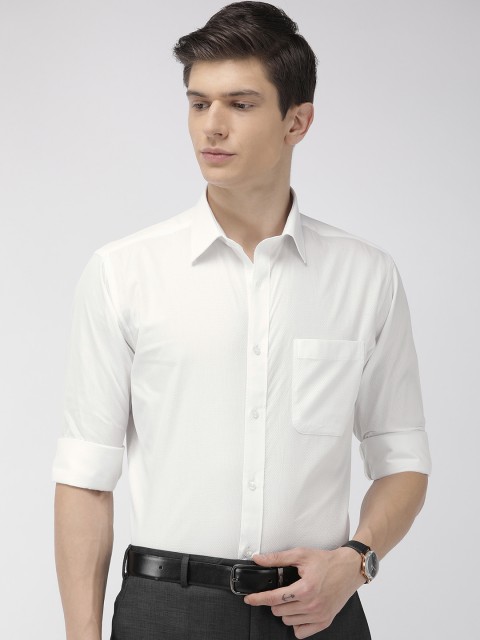 

Raymond Men White Slim Fit Self Design Formal Shirt