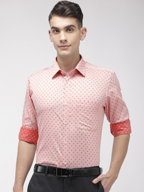 

Raymond Men Pink Slim Fit Self Design Formal Shirt