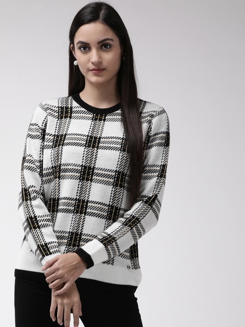 

Madame Women Black & White Checked Pullover