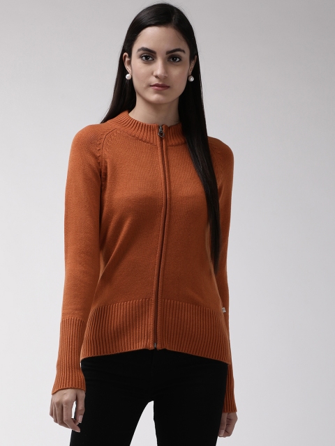 

Madame Women Rust Orange Solid Pullover