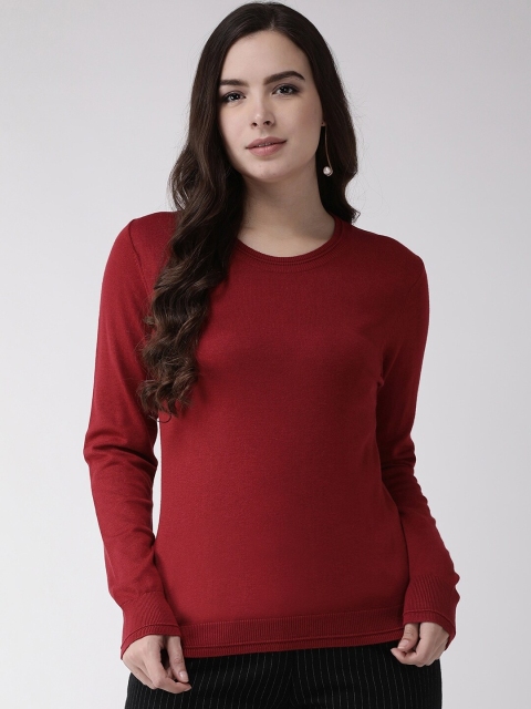 

Madame Women Maroon Solid Pullover