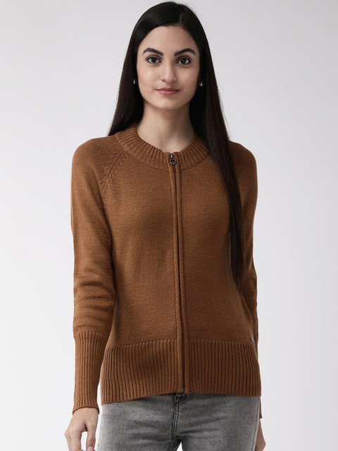 

Madame Women Brown Solid Cardigan