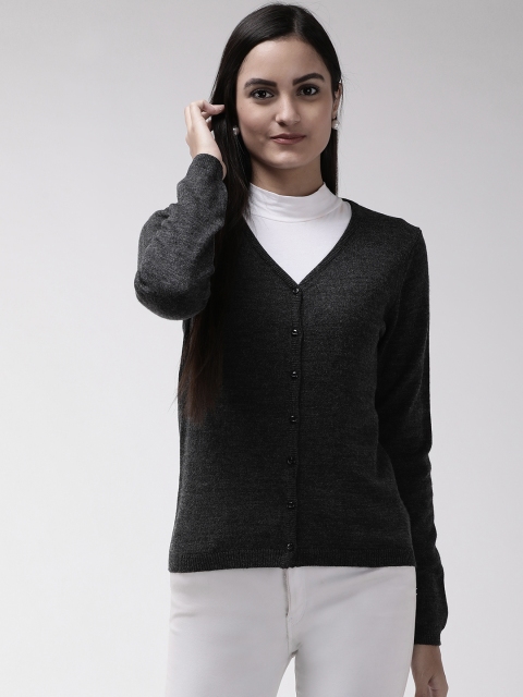 

Madame Women Charcoal Grey Solid Cardigan
