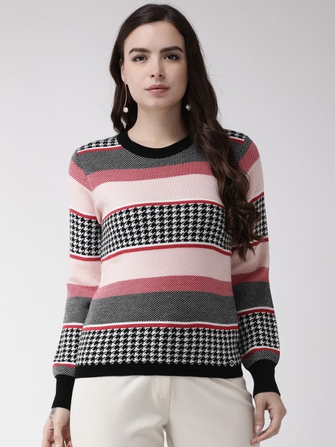 

Madame Women Pink & Black Striped Sweater