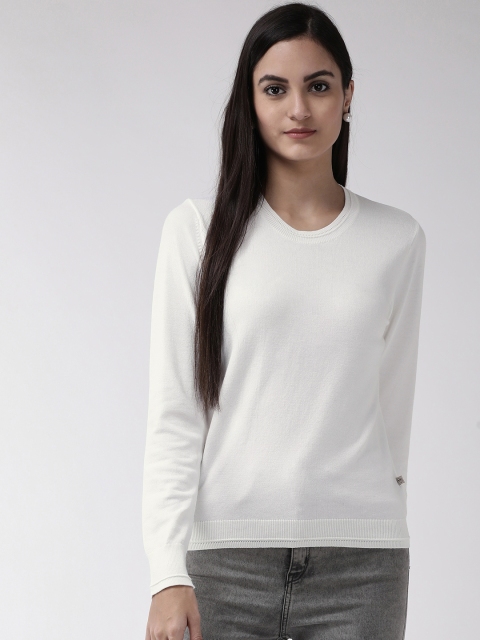 

Madame Women Off-White Solid Pullover