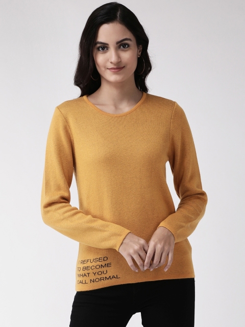 

Madame Women Mustard Yellow Solid Pullover