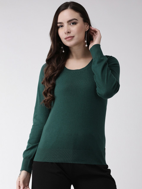 

Madame Women Green Solid Sweater