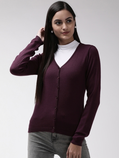 

Madame Women Purple Solid Cardigan
