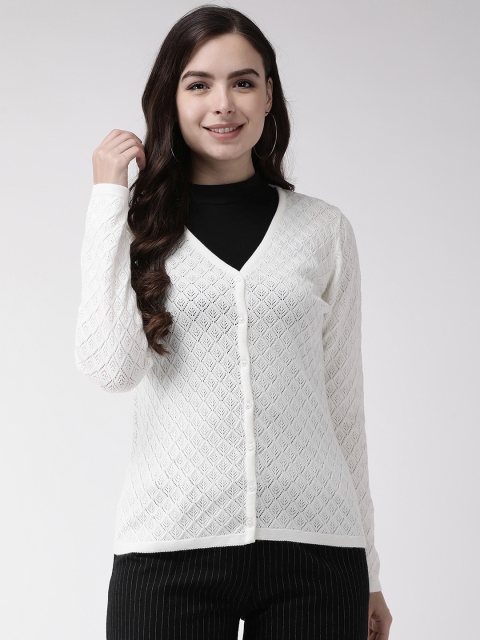 

Madame Women Off-White Self Design Cardigan
