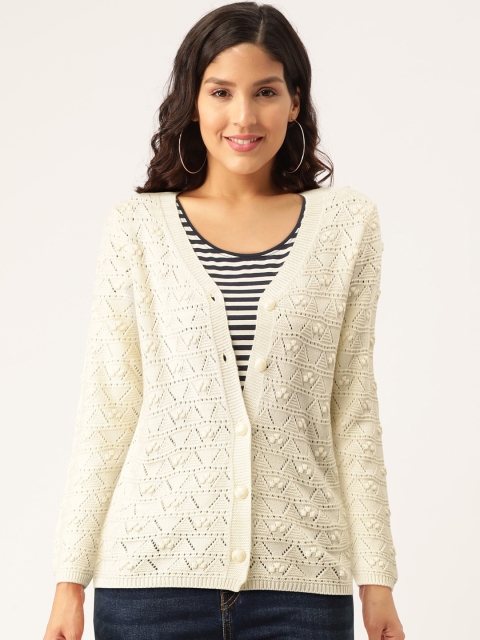 

Madame Women Off-White Open Knit Cardigan Sweater