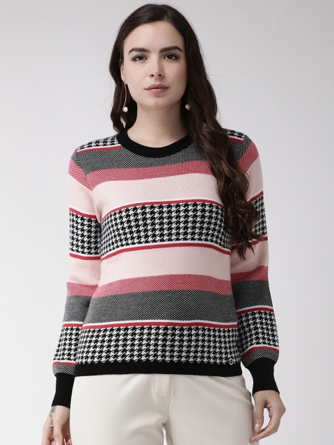 

Madame Women Pink & Black Striped Pullover