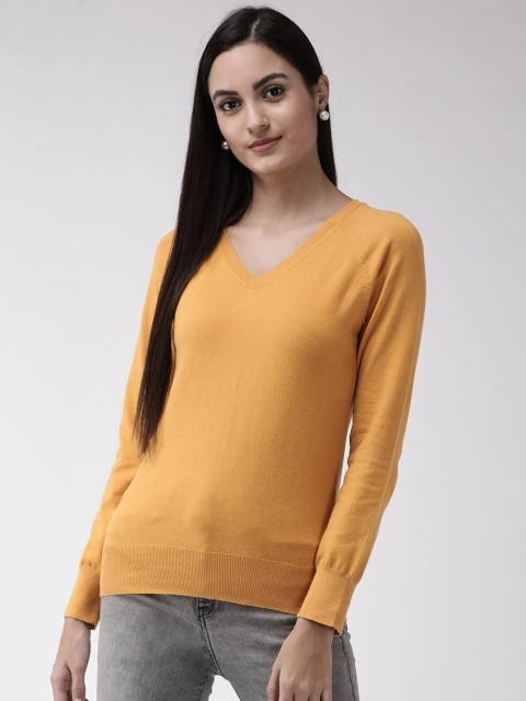 

Madame Women Mustard Yellow Solid Pullover