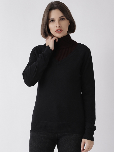 

Madame Women Black Solid Pullover