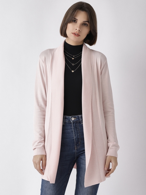 

Madame Women Pink Solid Open Front Shrug
