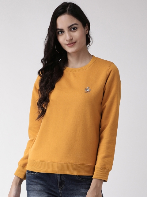 

Madame Women Mustard Yellow Solid Sweatshirt