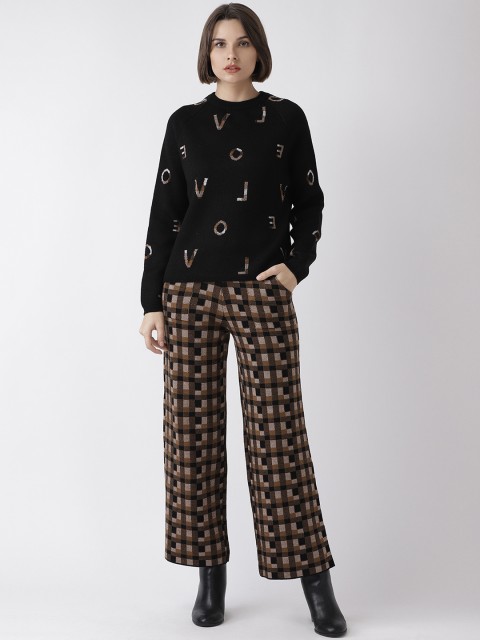 

Madame Women Black & Brown Self Design Sweater with Trousers