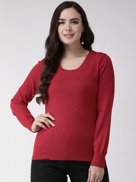 

Madame Women Red Solid Sweater