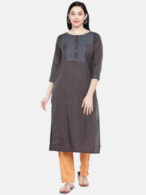 

Silai Bunai Women Brown & Orange Printed Kurta with Palazzos