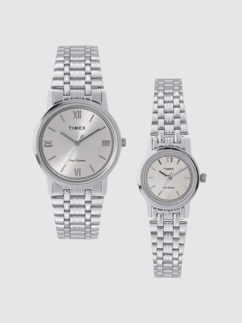 

Timex Silver-Toned His & Her Analogue Watch Gift Set TW00PR232