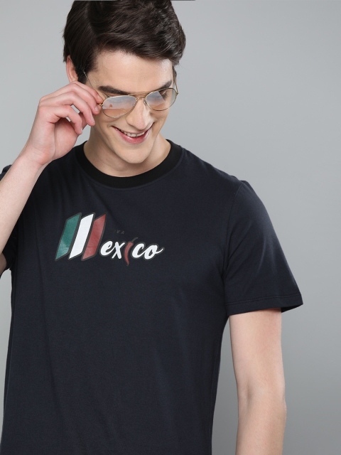 

Mast & Harbour Men Navy Blue Printed Round Neck T-shirt