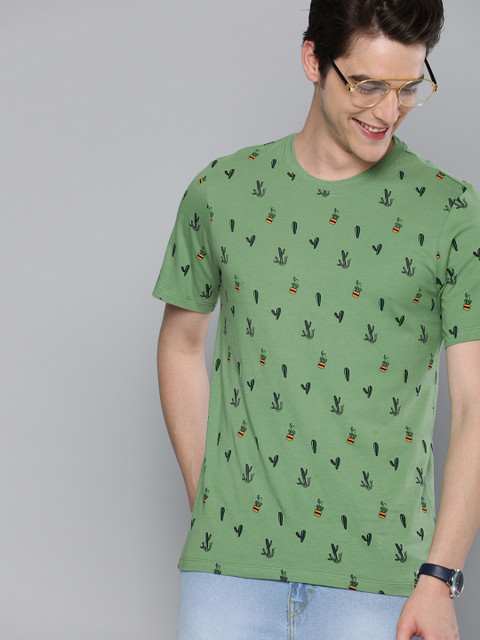 

Mast & Harbour Men Green Printed Round Neck T-shirt