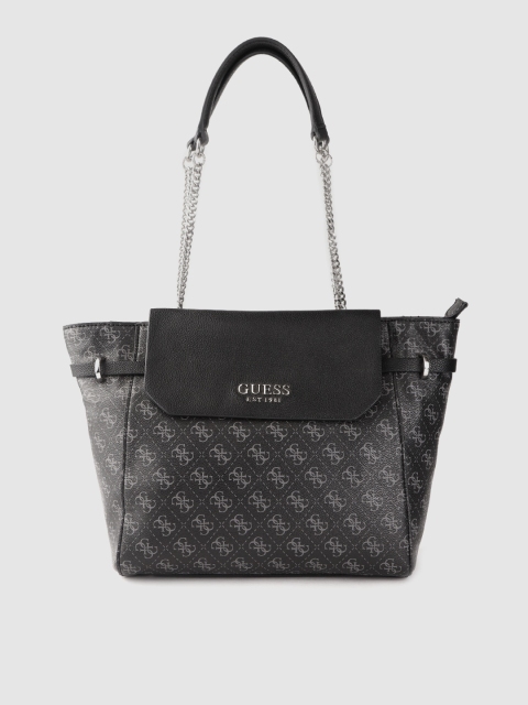 

GUESS Black & Grey Printed Shoulder Bag