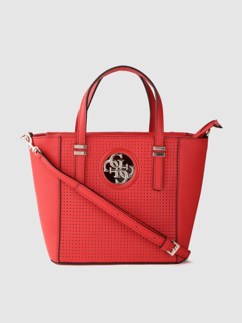 

GUESS Red Perforated Handheld Bag