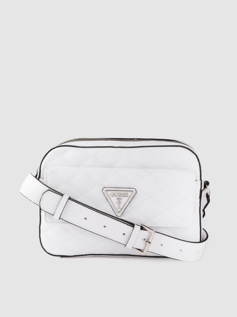 

GUESS Women White Quilted Sling Bag