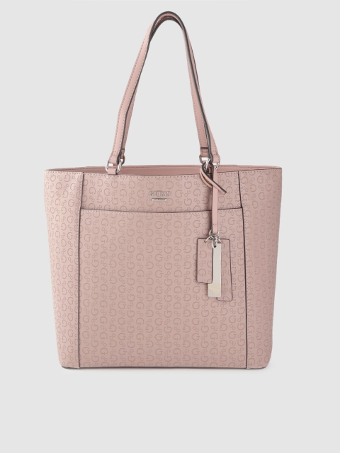 

GUESS Dusty Pink Brand Logo Textured Shoulder Bag