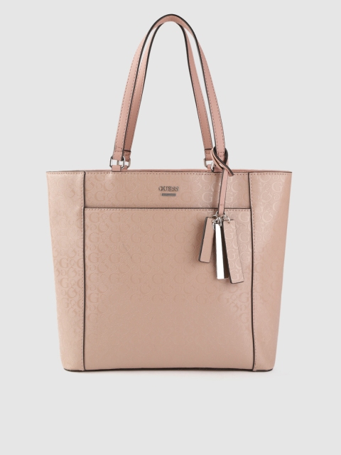 

GUESS Peach-Coloured Brand Logo Textured Shoulder Bag