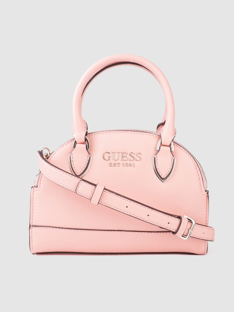 

GUESS Peach-Coloured Half Moon Handheld Bag with Detachable Sling Strap