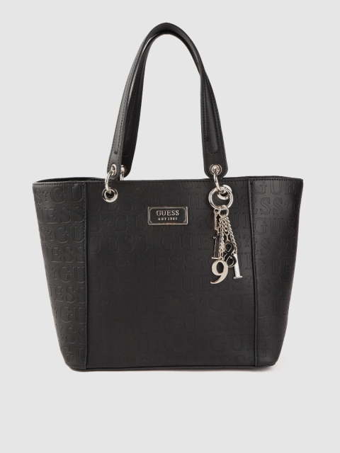 

GUESS Black Brand Logo Textured Shoulder Bag