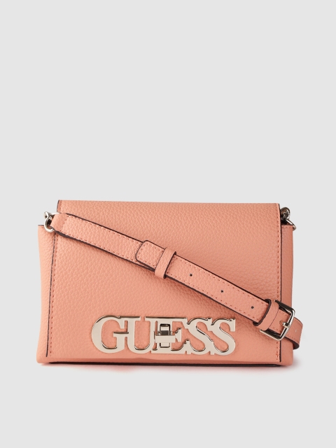 

GUESS Peach-Coloured Solid Sling Bag