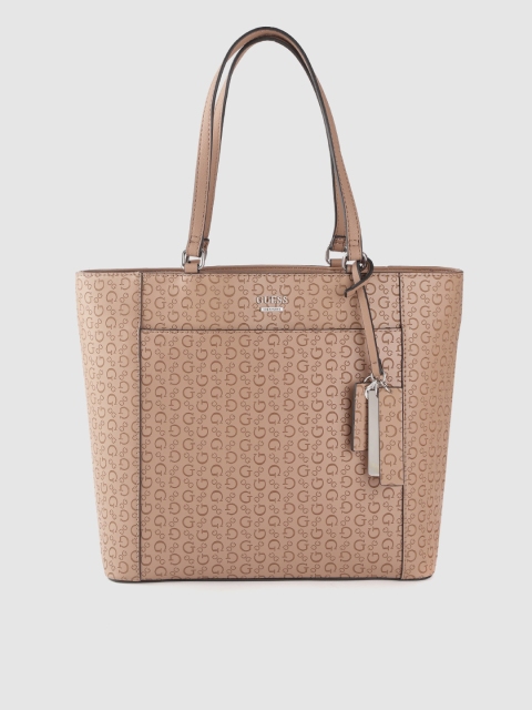 

GUESS Beige Brand Logo Textured Shoulder Bag