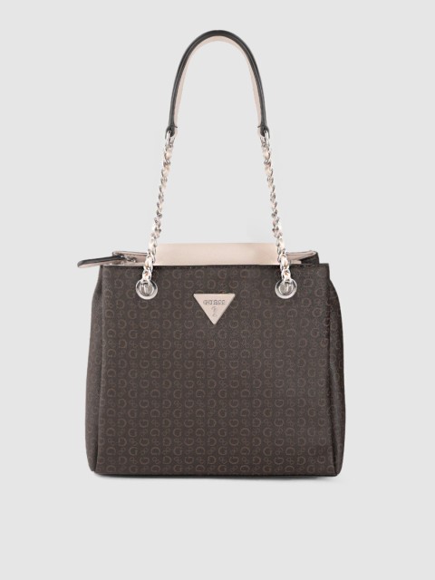 

GUESS Coffee Brown Printed Shoulder Bag