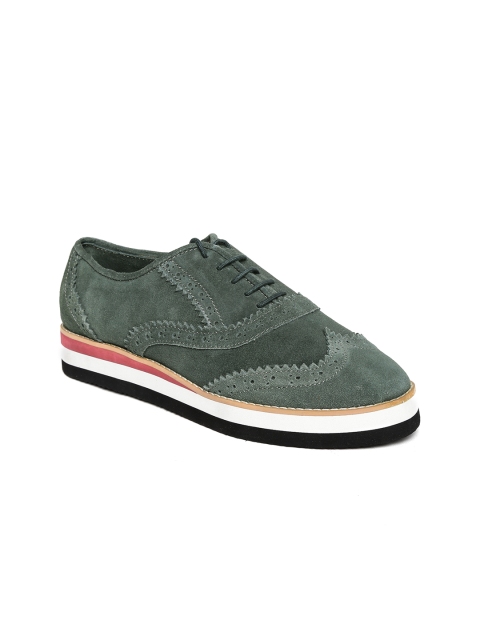 

Zebba Women Green Genuine Leather Brogues