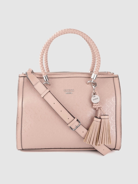 

GUESS Dusty Pink Brand Logo Textured Handheld Bag
