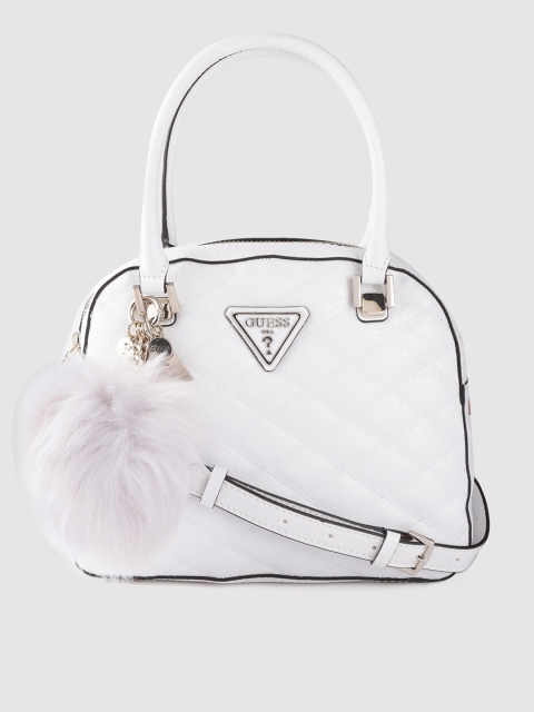 

GUESS White Textured Quilted Handheld Bag