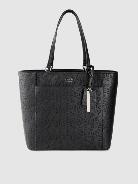 

GUESS Black Brand Logo Textured Shoulder Bag