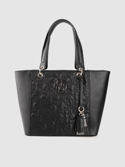 

GUESS Black Solid Shoulder Bag with Brand Logo Embossed Detail & Tab