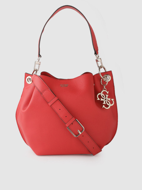 

GUESS Red Solid Structured Hobo Bag