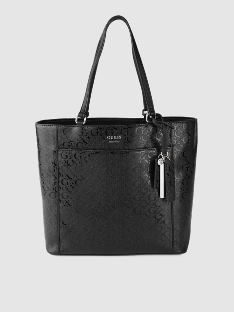 

GUESS Black Brand Logo Textured Shoulder Bag