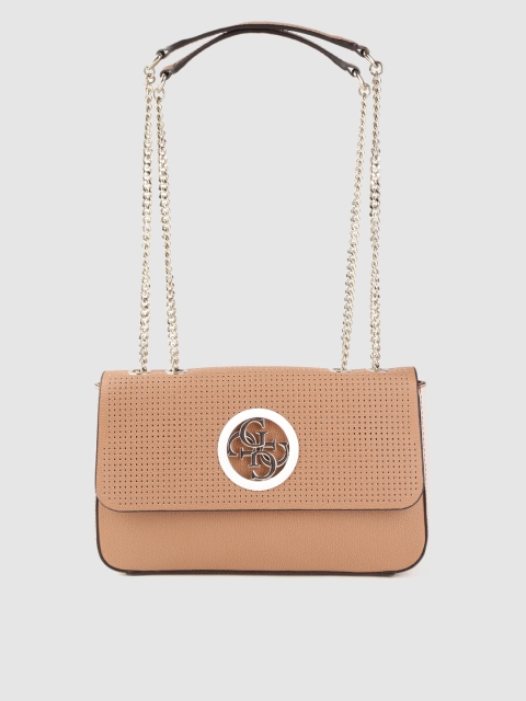 

GUESS Beige Solid Shoulder Bag with Laser Cuts Detail