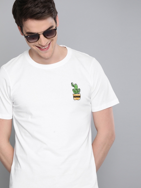 

Mast & Harbour Men White Solid Round Neck T-shirt