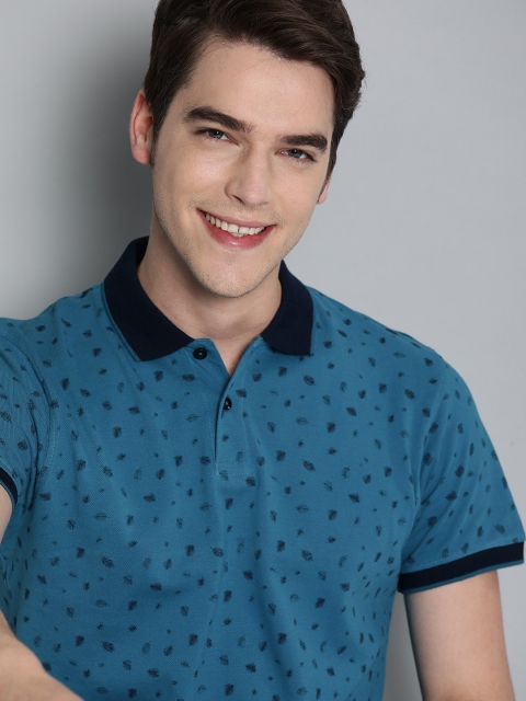 

Mast & Harbour Men Blue Printed Polo Collar T-shirt