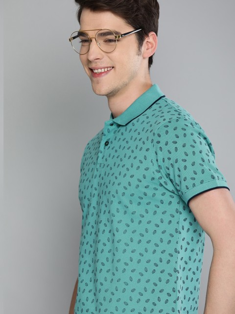 

Mast & Harbour Men Sea Green Printed Polo Collar T-shirt