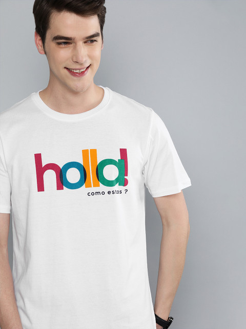 

Mast & Harbour Men White Printed Round Neck T-shirt